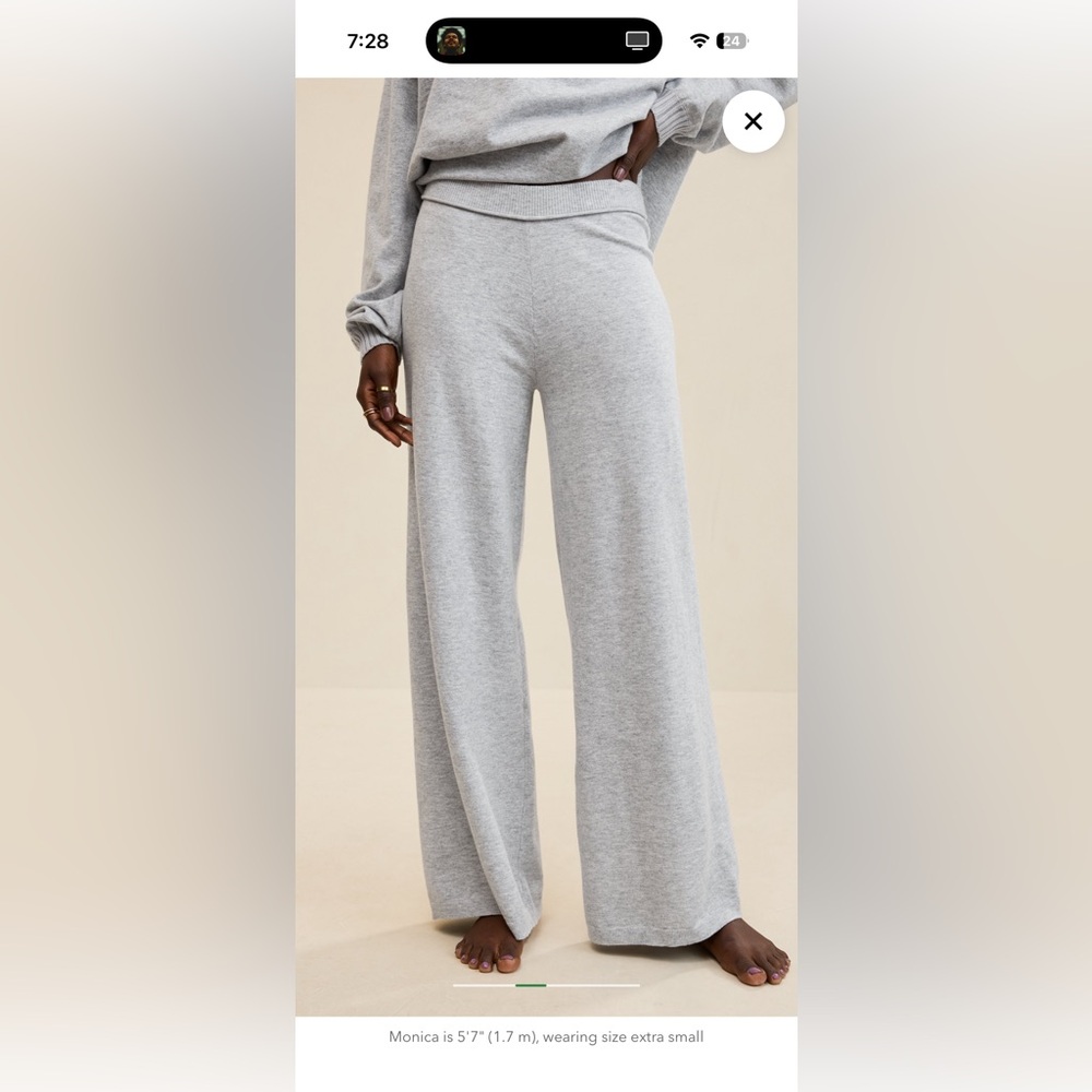 aerie Light Gray Wide-Leg Lounge Pants